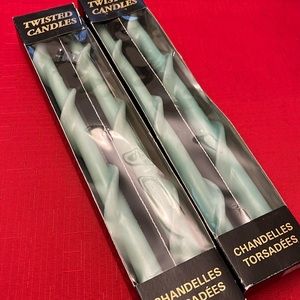 4x 12” twisted candles light green